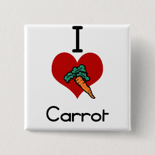 I love-heart carrot 2 inch square button