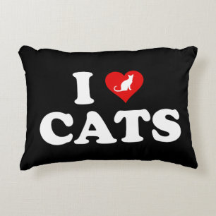 I Love (Heart) Cats Accent Pillow