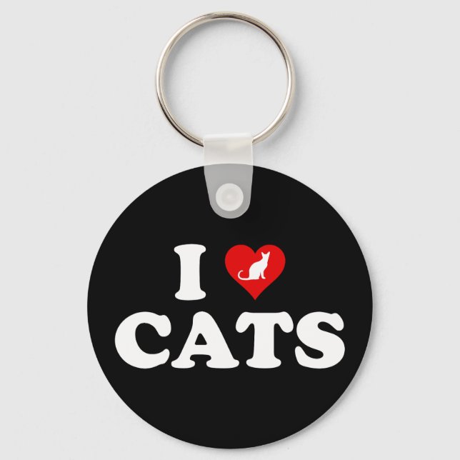 I Love (Heart) Cats Keychain (Front)