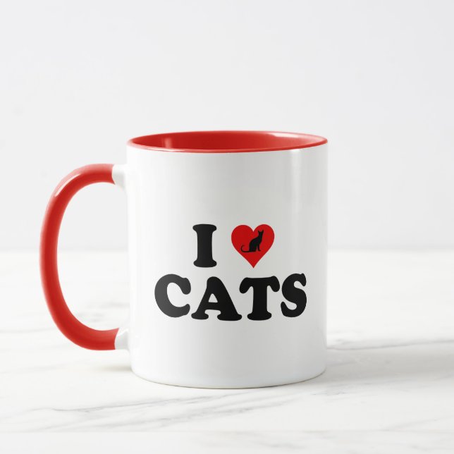 I Love (Heart) Cats Mug (Left)