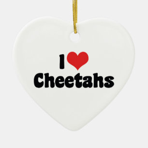 I Love Heart Cheetahs Ceramic Ornament
