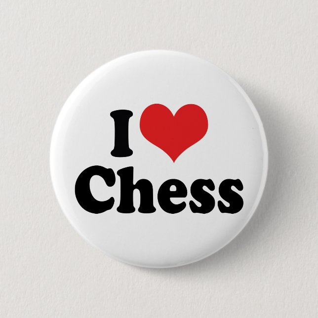 I Love Heart Chess 2 Inch Round Button (Front)