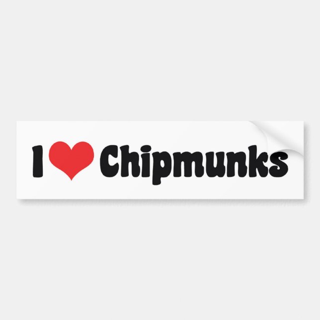 I Love Heart Chipmunks - Chipmunk Lover Bumper Sticker (Front)