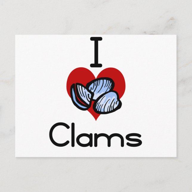 I love-heart clams postcard (Front)
