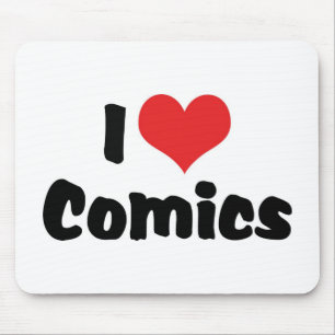 I Love Heart Comics - Comic Book Lover Mouse Pad