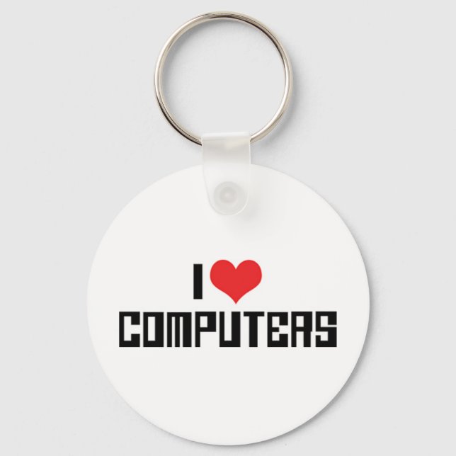 I Love Heart Computers Keychain (Front)