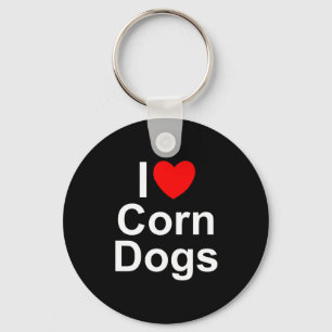 I Love (Heart) Corn Dogs Keychain