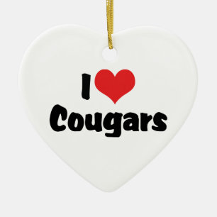 I Love Heart Cougars Ceramic Ornament