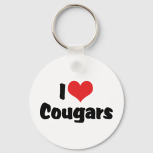 I Love Heart Cougars Keychain