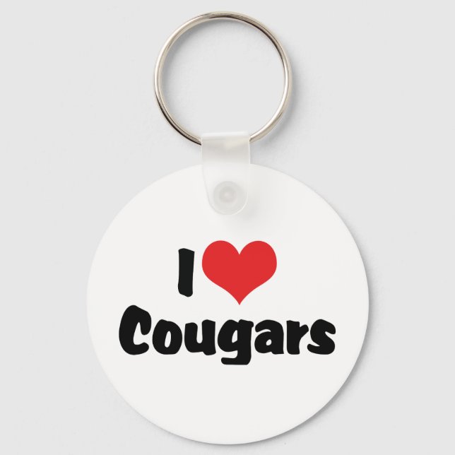 I Love Heart Cougars Keychain (Front)