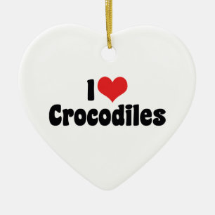 I Love Heart Crocodiles - Crocodile Lover Ceramic Ornament
