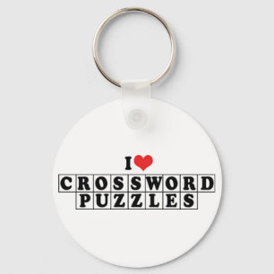 I Love Heart Crossword Puzzles - Puzzle Lover Keychain