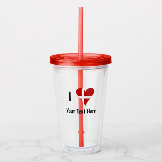 I  Love (Heart Danish Flag) Personalized Text Acrylic Tumbler