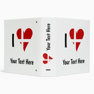I  Love (Heart Danish Flag) Personalized Text Binder