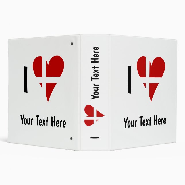 I  Love (Heart Danish Flag) Personalized Text Binder (Background)