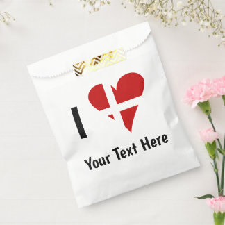 I  Love (Heart Danish Flag) Personalized Text Favour Bag