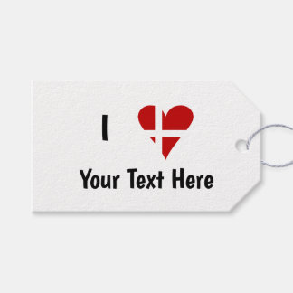I  Love (Heart Danish Flag) Personalized Text Gift Tags