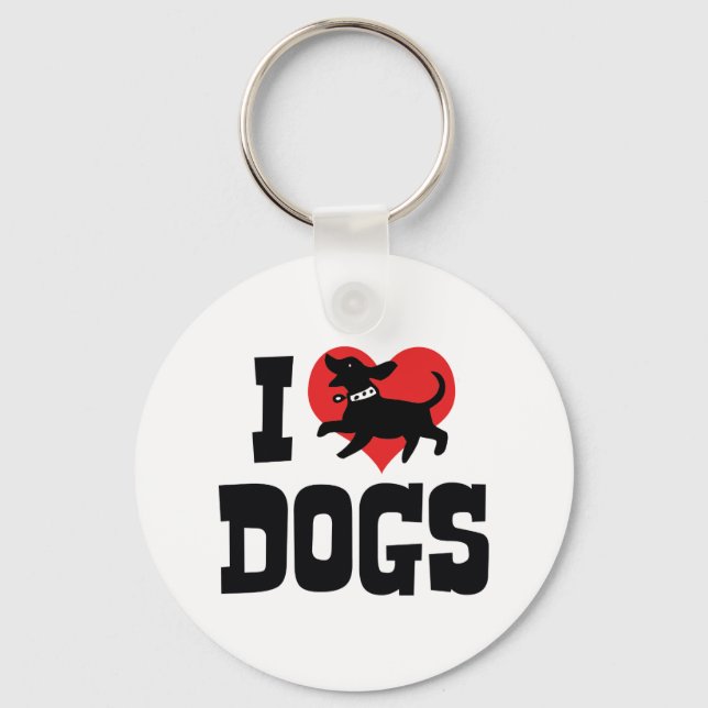 I Love Heart Dogs - Dog Canine Lover Keychain (Front)