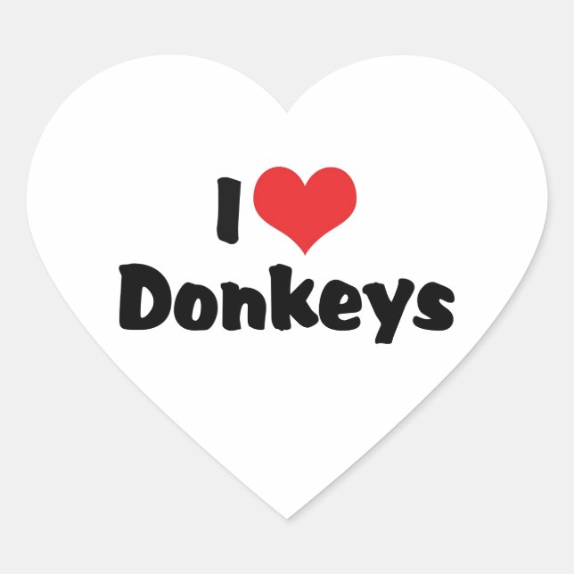 I Love Heart Donkeys Sticker (Front)