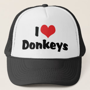 I Love Heart Donkeys Trucker Hat