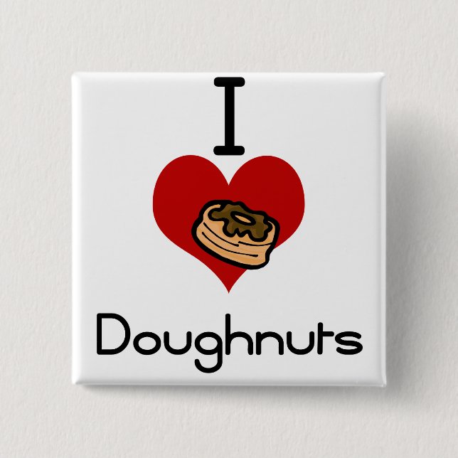 I love-heart doughnut 2 inch square button (Front)