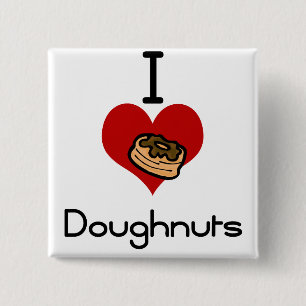 I love-heart doughnut 2 inch square button
