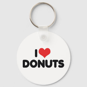 I Love Heart Doughnuts - Doughnut Snack Food Sugar Keychain