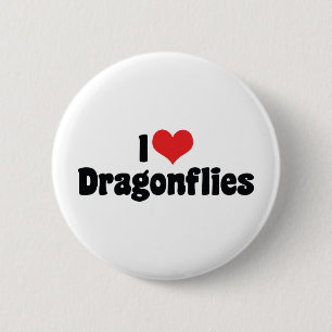 I Love Heart Dragonflies - Dragonfly Lover 2 Inch Round Button