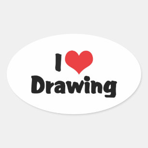 I Love Heart Drawing - Artists & Illustrator Oval Sticker