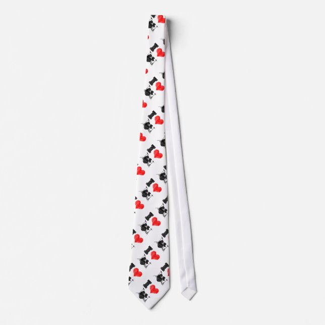 I Love Heart Drums Tie (Front)