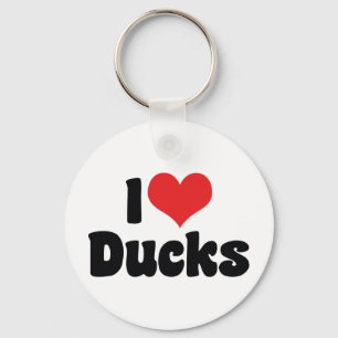 I Love Heart Ducks Keychain