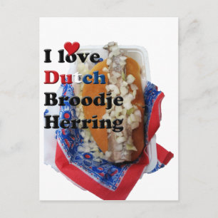 I Love (Heart) Dutch Broodje Herring Postcard