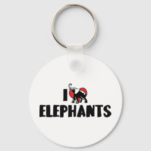 I Love Heart Elephants - Elephant Lover Keychain