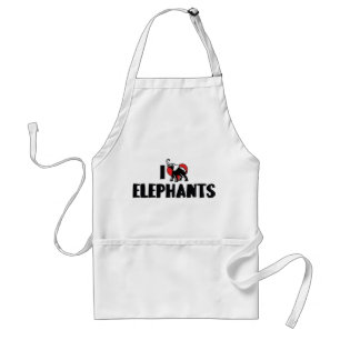 I Love Heart Elephants - Elephant Lover Standard Apron