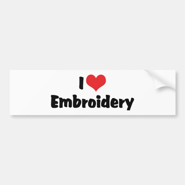 I Love Heart Embroidery - Needlepoint Sewing Bumper Sticker (Front)