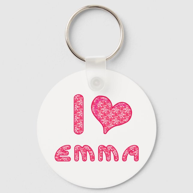 i love / heart emma keychain for Emma lovers (Front)