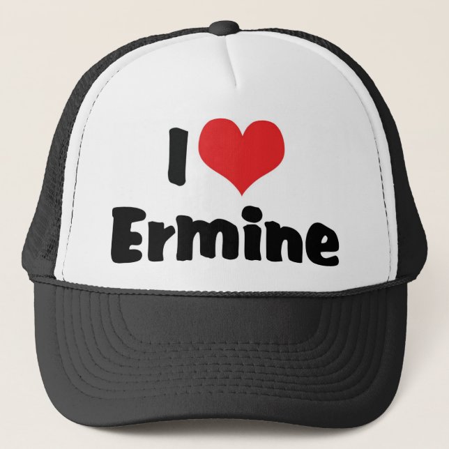I Love Heart Ermine Trucker Hat (Front)