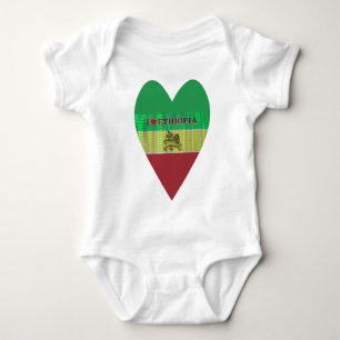 I Love Heart Ethiopia: Flag Art Motif Baby Bodysuit