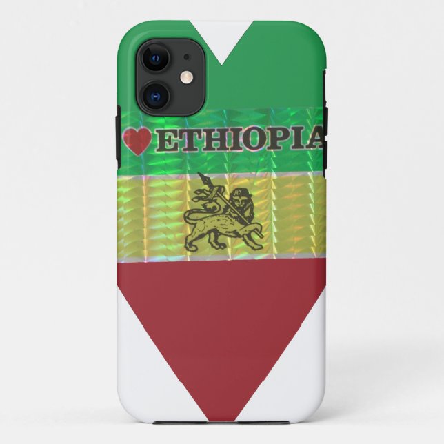 I Love Heart Ethiopia: Flag Art Motif Case-Mate iPhone Case (Back)
