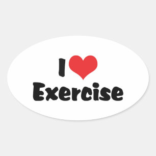 I Love Heart Exercise - Fitness Lover Oval Sticker