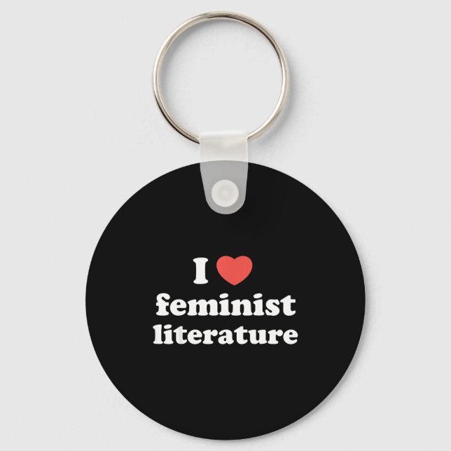 I Love Heart Feminist Literature  Keychain (Front)