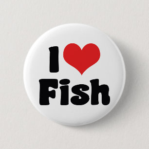 I Love Heart Fish - Aquarium Lovers 2 Inch Round Button