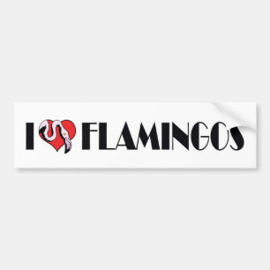 I Love Heart Flamingos - Pink Flamingo Lovers Bumper Sticker