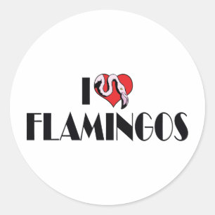 I Love Heart Flamingos - Pink Flamingo Lovers Classic Round Sticker