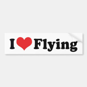 I Love Heart Flying - Airplane Lover Bumper Sticker