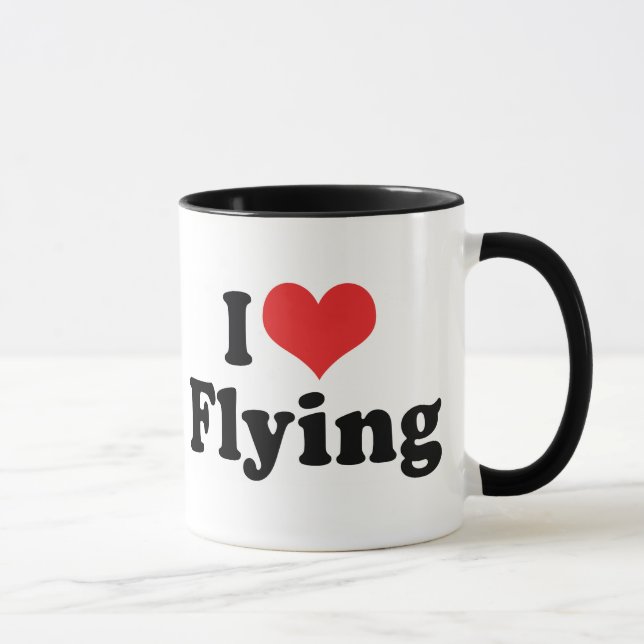 I Love Heart Flying - Airplane Lover Mug (Right)