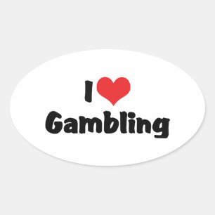I Love Heart Gambling - Las Vegas Casino Lover Oval Sticker