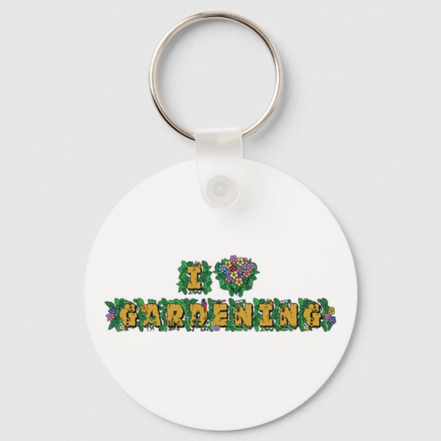 I Love Heart Gardening Keychain (Front)
