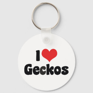 I Love Heart Geckos Keychain