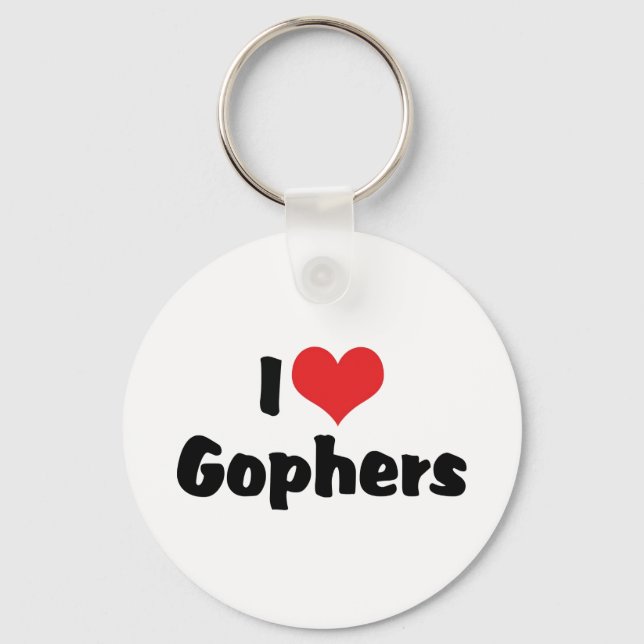 I Love Heart Gophers Keychain (Front)